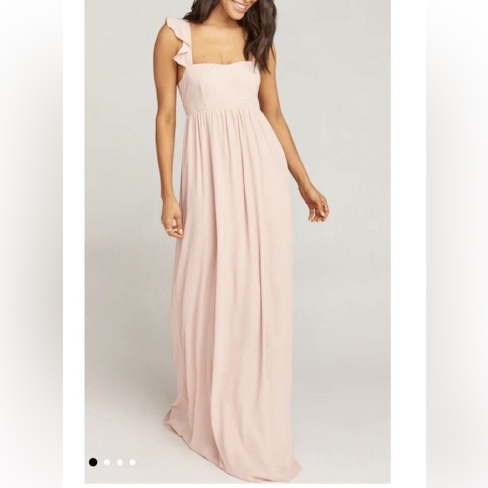 Show Me Your MuMu June Maxi Dress Dusty Blush Crisp Size XS NWT Bridesmaid Gown